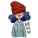 Стикеры Голубоволосая девушка в Telegram